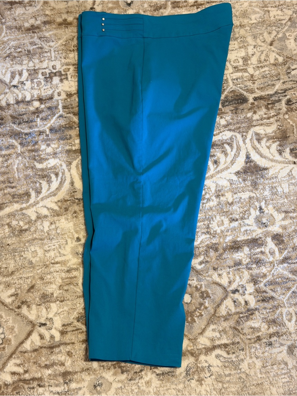 JM Collection Teal Cropped Ankle Pants with Stud Detail